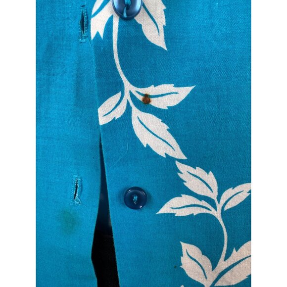 Hilo Hattie Womens Hawaiian Floral Button-Up Shirt Medium Teal & White 100% Cott - Picture 14 of 16